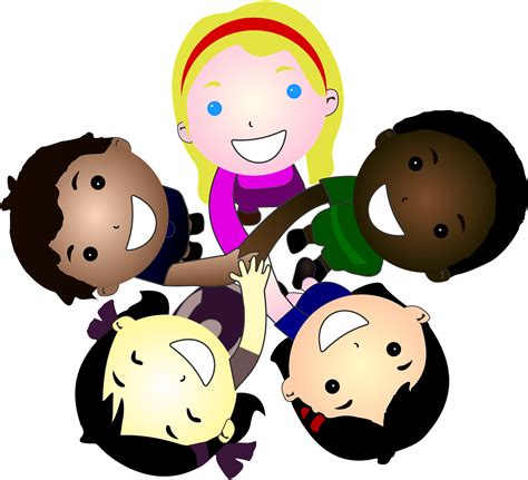 Five Kids Joining Hands Together Clipart Children In Groups Cartoon