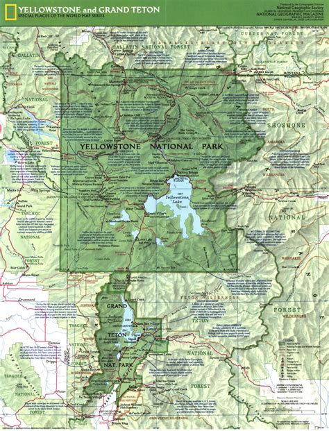 Usa Yellowstone And Grand Teton 1989 National Geographic Maps