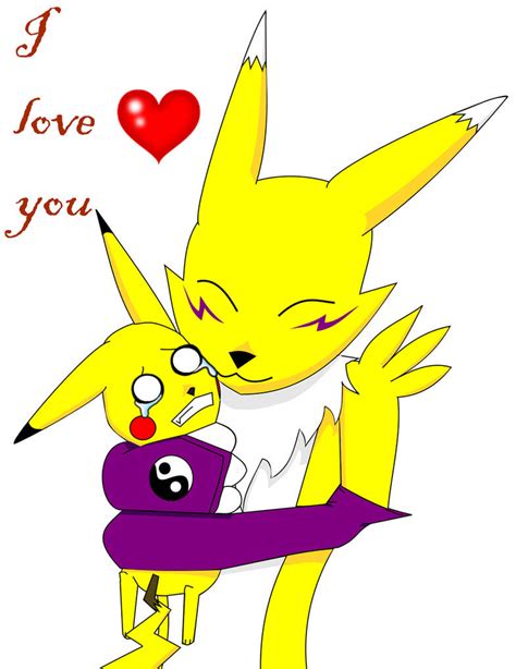 Renamon Hug Pikachu By Soki Ae On Deviantart