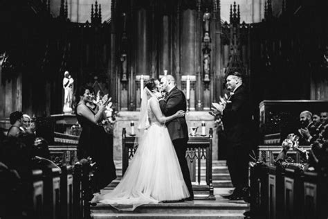 Bride And Groom Celebrating Their First Kiss At Heinz Memorial Chapel