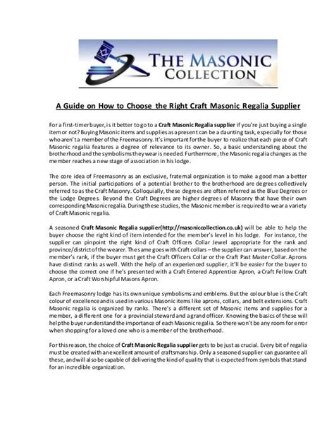 A Guide On How To Choose The Right Craft Masonic Regalia Supplier