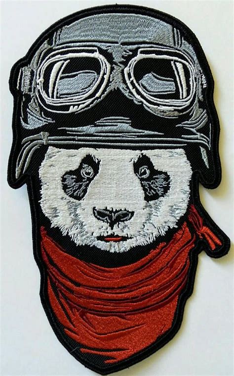 Large Panda Patch Embroidered Panda Patch 5 Size Biker Etsy