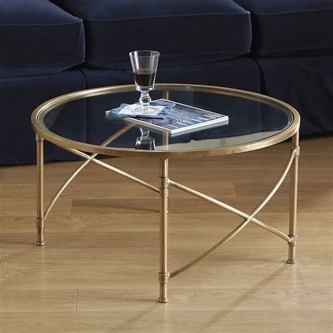 Maxwell Small Round Brass Coffee Table With Glass Top Round Glass