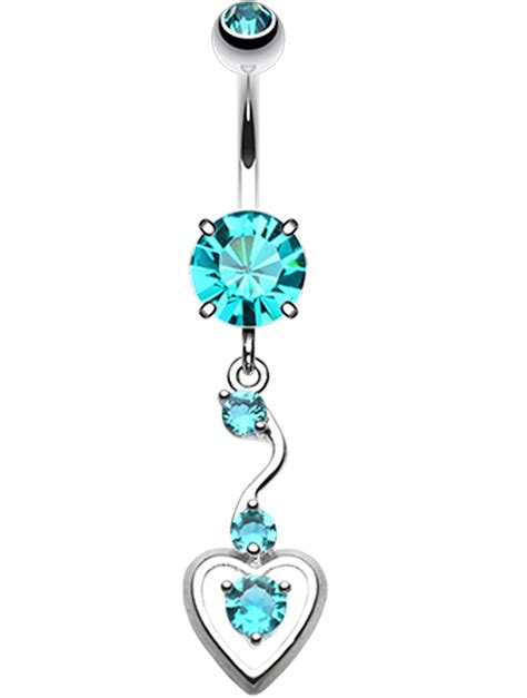 Dainty Dangled Heart Belly Button Ring Belly Button Rings Navel