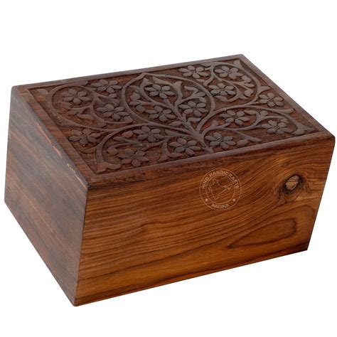 Buy Hind Handicrafts Rosewood Top Engraved Wooden Cremation Urns For