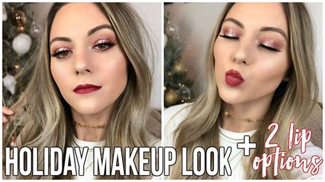 Easy Holiday Makeup Look 2 Lip Options Noel Labb Youtube