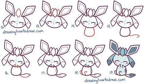 How To Draw Cute Kawaii Chibi Glaceon From Pokemon In Easy Step By Step