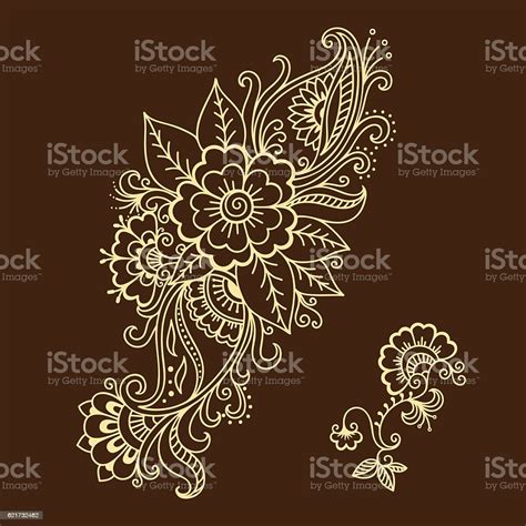 Henna Tattoo Flower Template Mehndi Style Stock Illustration Download