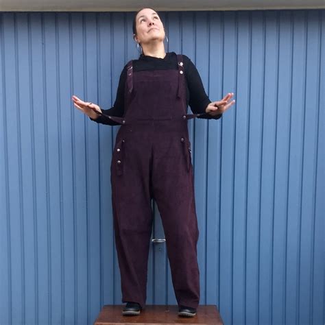 Purple Dungarees Women Corduroy Overalls Plus Size Overall Etsy