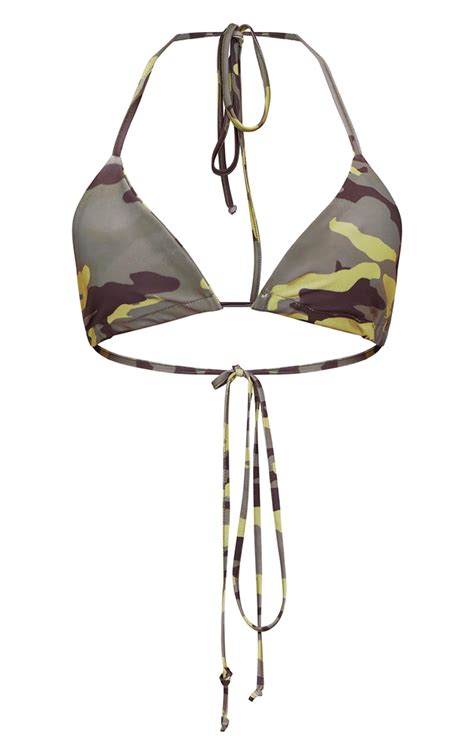 Camo Triangle Bikini Top Prettylittlething Usa