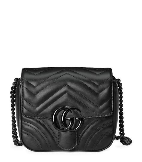 Gucci Black Mini Matelassé Leather Gg Marmont Shoulder Bag Harrods Uk
