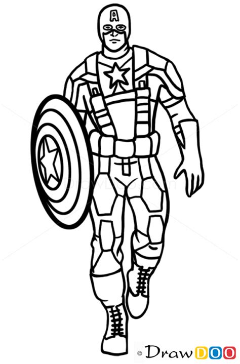 How To Draw Captain America Superheroes Captain America Drawing