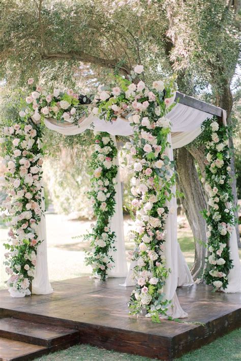 Lush Floral Covered Chuppah Outdoor Wedding Ceremony Arch Gazebo