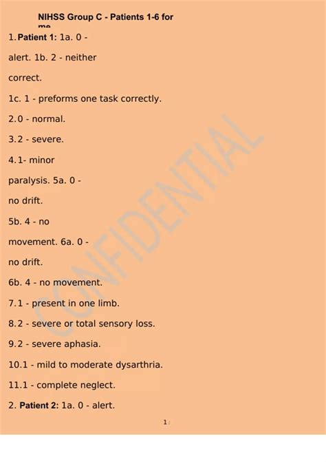 Nihss Group C Patients 1 6 For Me Questions And Answers Nih Stroke