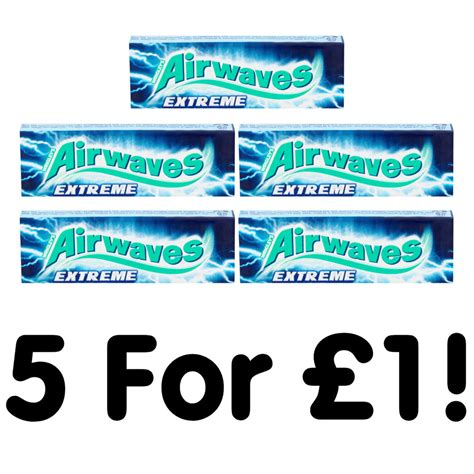 Wrigley S Airwaves Extreme Sugar Free Chewing Gum 14g Pack Of 5