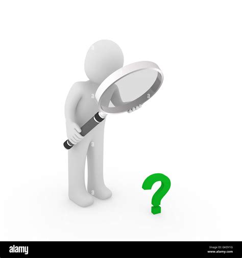 3d Magnifying Glass Question Mark Green Stock Photo Alamy