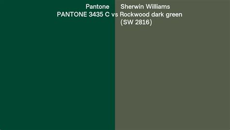 Pantone 3435 C Vs Sherwin Williams Rockwood Dark Green Sw 2816 Side