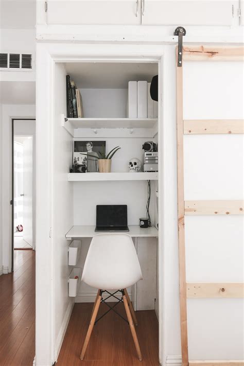 A closet office can be a fun place to experiment with a different style or pattern, but keep in mind that you want to be able to concentrate in the space. A Closet Office Means ANYONE Can Work from Home ...