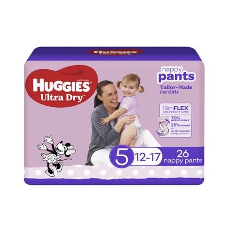 Buy Huggies Ultra Dry Nappy Pants Girls Size 5 12 17kg 26 Pack Coles
