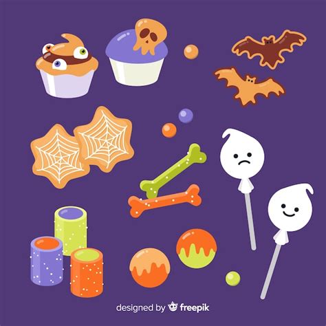 Free Vector Flat Halloween Shapes Candy Collection