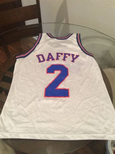 Space Jam Tune Squad Daffy Duck White Champion Jersey 44 Excellent