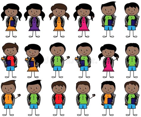 Stick Figure Ethnic Diversity Kids Stock Illustrations 12 Stick