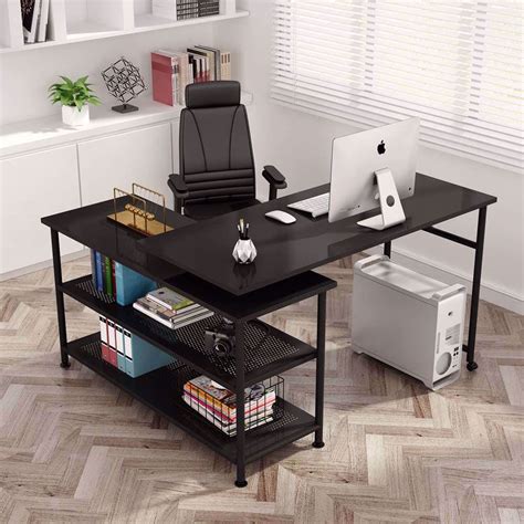 Tribesigns Modern L Shaped Desk With Storage Shelves 360