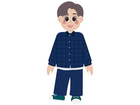 Premium Vector Korean Boy In Plaid Shirt Illustration