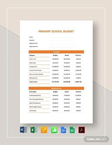 Free 10 School Budget Samples In Ms Word Ms Excel Apple Pages