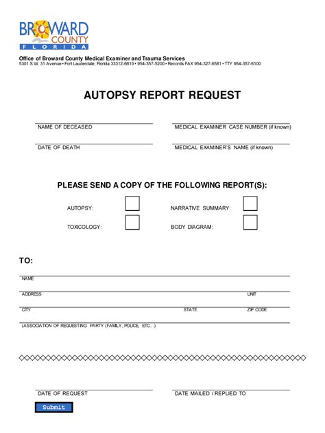 Broward County Autopsy Request Fill Online Printable Fillable