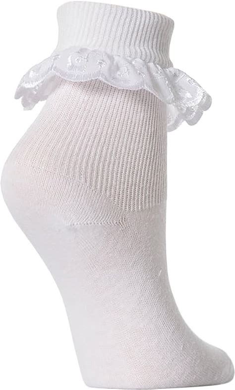 Girls Ruffled Socks Pack Of White One Size Amazon Co Uk Fashion