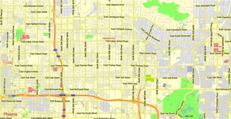 Phoenix Metro Area Printable Map Arizona Exact Vector Street G View