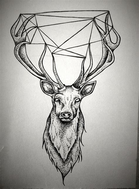 Geometric Stag Blackandwhite Copyright Isabella Caitlin Avery Deer