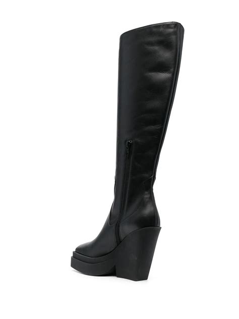 Gia Borghini 120mm Knee High Leather Boots In Schwarz Modesens