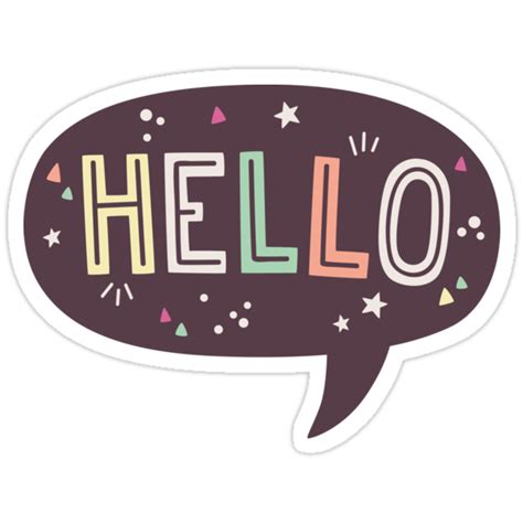 Hello Speech Bubble Typography Stickers By Claire Stamper Redbubble