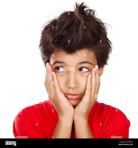 Portrait Of An Upset Boy Isolated On White Background Displeased