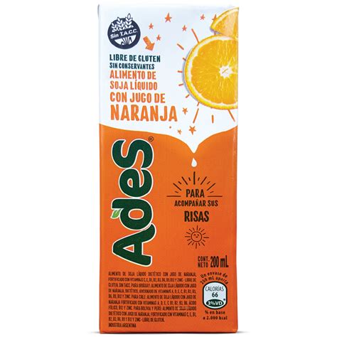 Jugo De Soja Naranja Multi10 200ml Ades Tetra Supermercados Stock