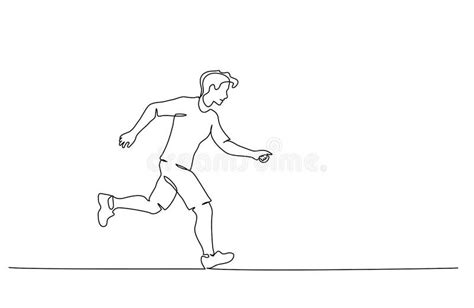 Continuous One Line Drawing Of Man Running Sport Theme Hand Drawn