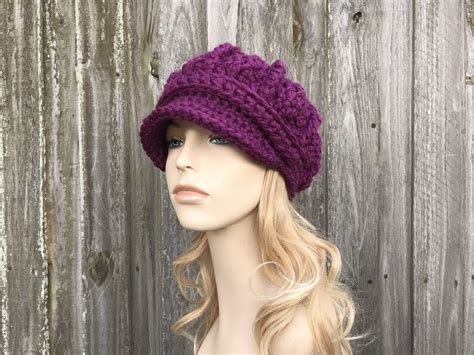Newsboy Hat Chunky Crochet Hat Womens Hat Winter Hat Fall Etsy