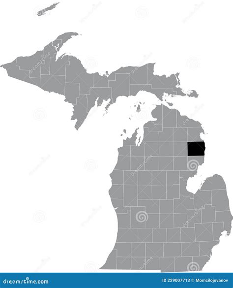 Location Map Alcona County Michigan Usa Black Highlighted Inside Gray Federal State 229007713 