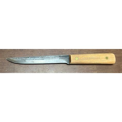 Vtg Old Hickory 6 Butcher Knife Tru Edge Ontario Knife Co Usa Wood