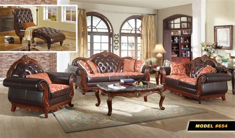 Traditional Dark Brown Button Tufted Leather Living Room