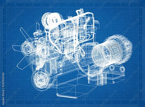 Car Engine Blueprint Car Engine Blueprint Stock Illustration Adobe Stock