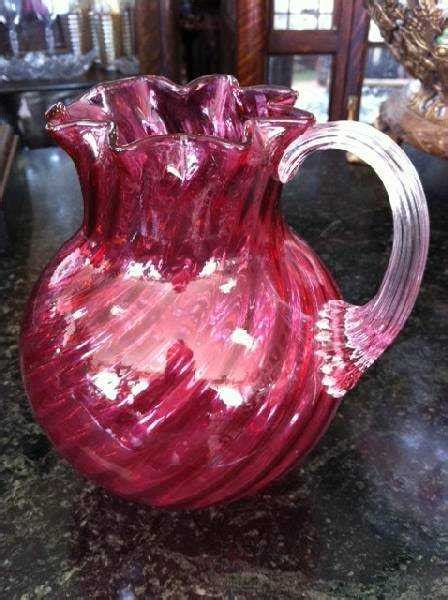 Antique Cranberry Glass Pitcher