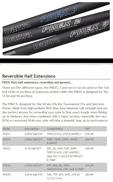 DAIWA POLE HALF EXTENSION Model No PHEX4 POLE KIT 59 99 PicClick UK