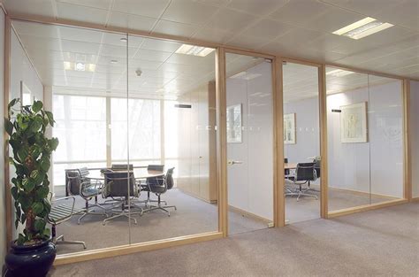 Glass Partitions With Wooden Frames Professionally Installed