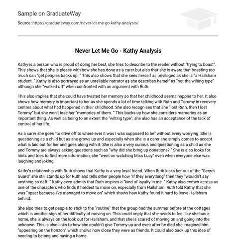 Never Let Me Go Kathy Analysis Essay Example Graduateway