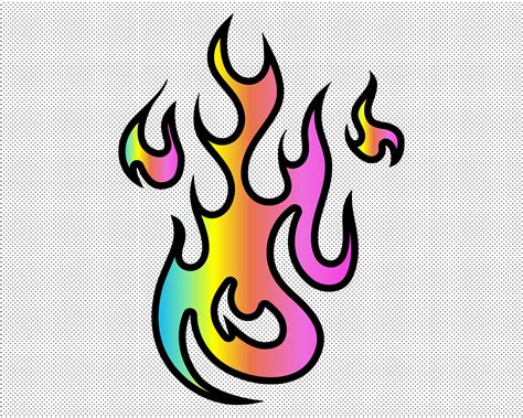 Rainbow Flames Svg Digital Download Aesthetic Fire Svg Png Etsy