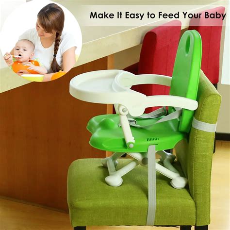 Baby Booster Seat High Chair Foldable Detachable Tray Safety Belt
