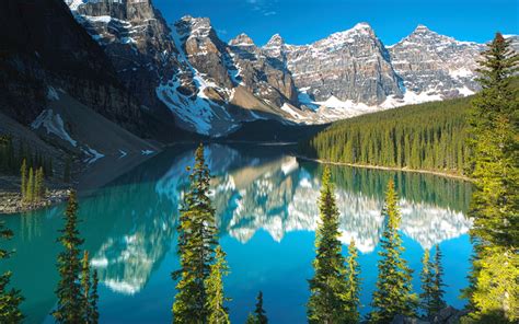 Download Wallpapers 4k Moraine Lake Summer Banff National Park Blue